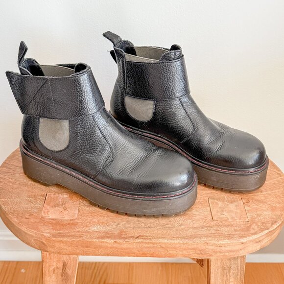 Erika Cavallini Semicouture Black Leather Platform Lug Sole Ankle Boots (RARE) - Picture 3 of 11